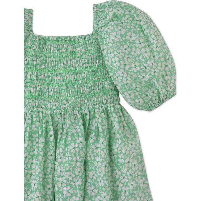 Emilia Dress With Puff Sleeves In Floral Print, Green - Dresses - 3