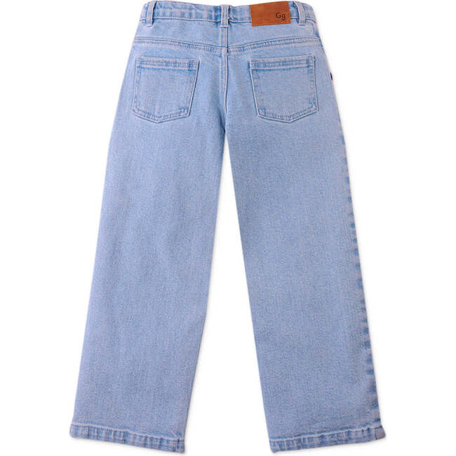 Esme Denim Pants With Bird Patch Pocket, Blue - Pants - 5