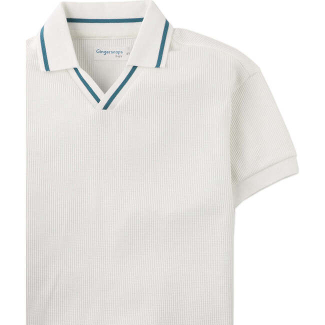 Nico Waffle Polo Shirt, White - Polo Shirts - 4