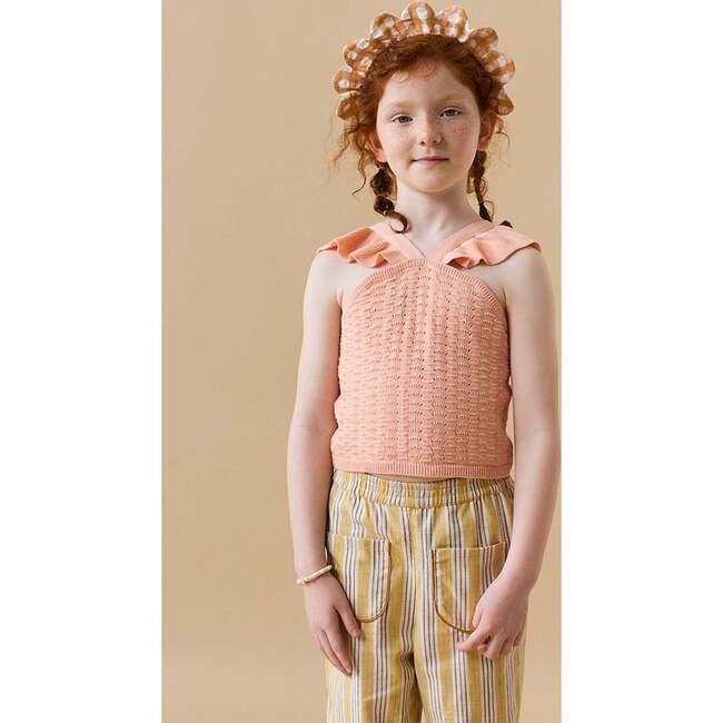 Beatrice Sleeveless Top With Ruffles, Peach - Blouses - 2