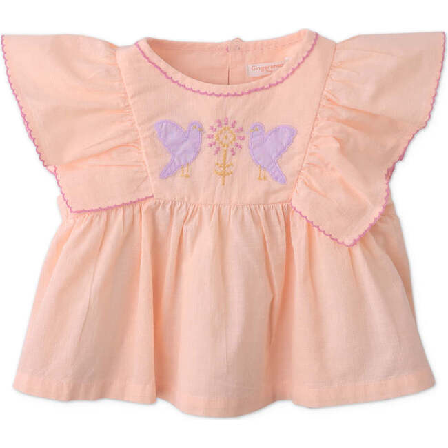 Baby Yana Blouse With Embroidery And Picot Edge, Peach