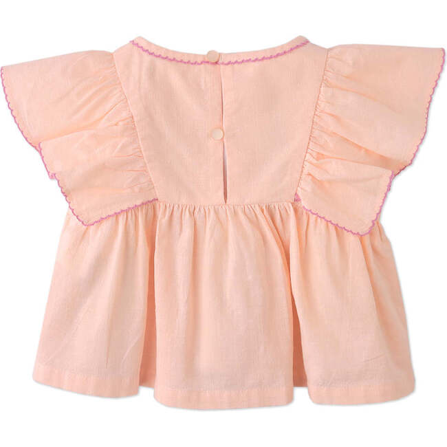 Baby Yana Blouse With Embroidery And Picot Edge, Peach - Blouses - 2