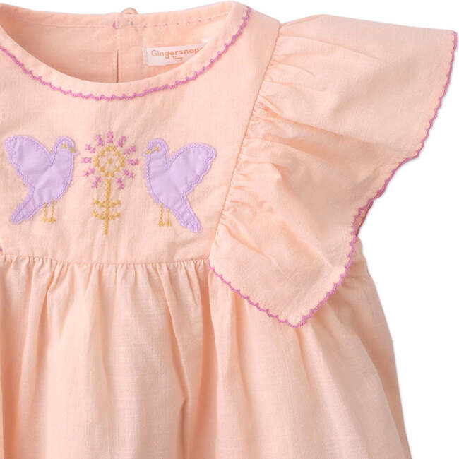 Baby Yana Blouse With Embroidery And Picot Edge, Peach - Blouses - 3