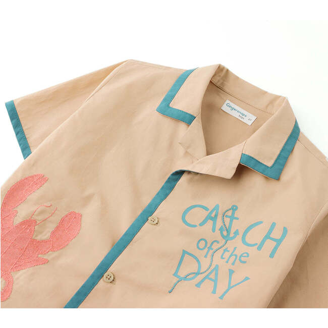 Carlos Button-Down Shirt With Lobster Motifs, Tan - Button Downs - 4