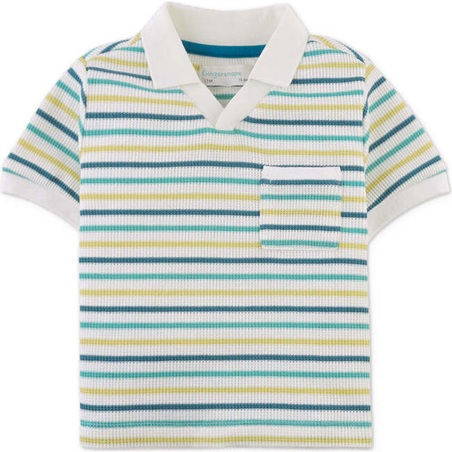 Baby Ricardo Waffle Polo Shirt With Patch Pocket, Multicolor