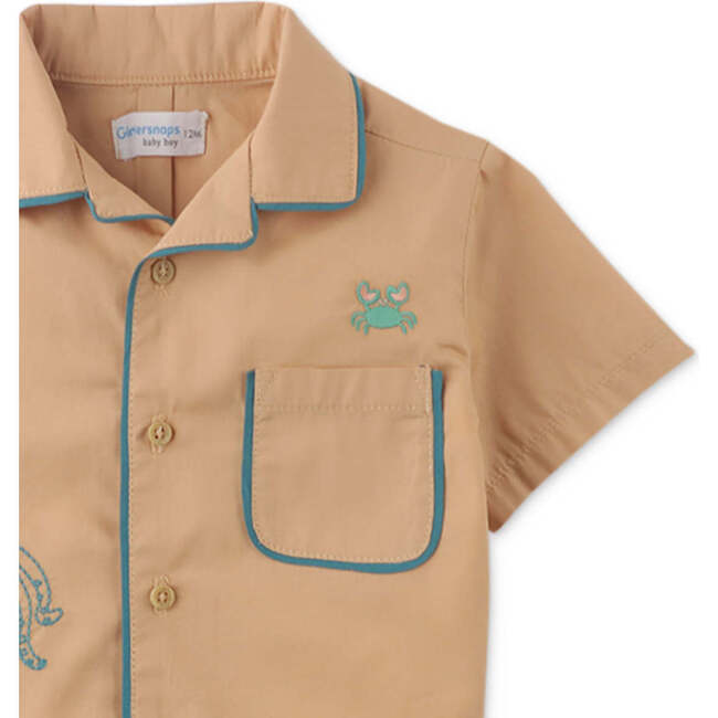 Baby Paolo Woven Button-Down Shirt, Tan - Button Downs - 3