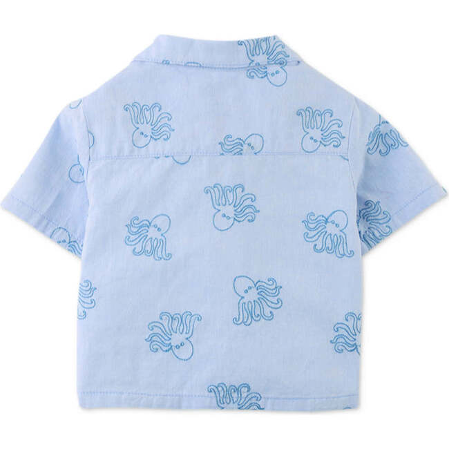 Baby Miguelito Button-Down Shirt With Octopus Embroidery, Blue - Button Downs - 2