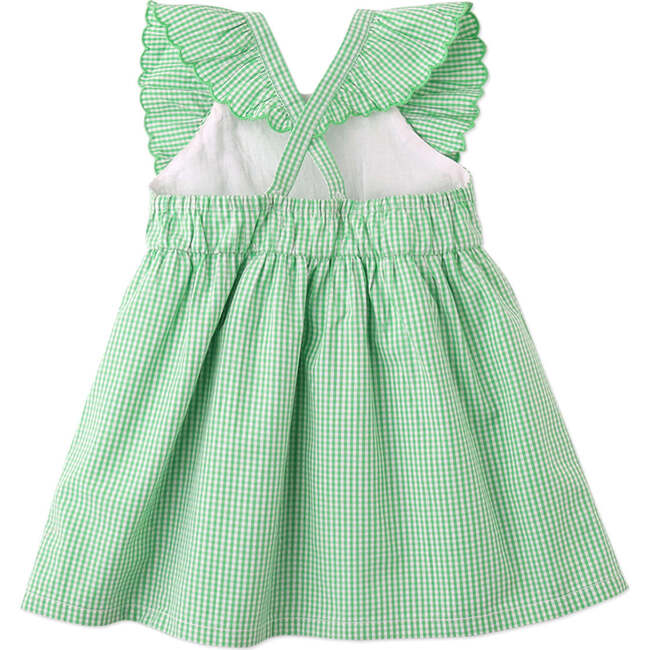 Baby Larisa Gingham Dress With Embroidered Details, Green - Dresses - 2