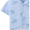 Baby Miguelito Button-Down Shirt With Octopus Embroidery, Blue - Button Downs - 3
