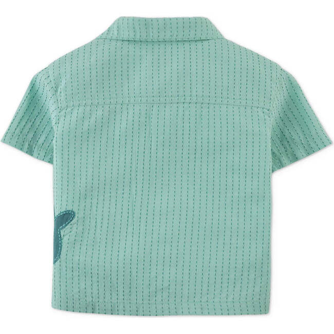 Baby Diego Button-Down Shirt With Whale  Applique, Green - Button Downs - 2