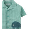 Baby Diego Button-Down Shirt With Whale  Applique, Green - Button Downs - 3