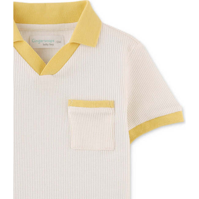 Baby Antonio Waffle Polo Shirt, White - Polo Shirts - 2