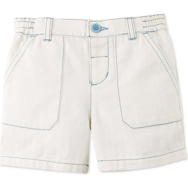 Mini Santino Shorts With Patch Pocket, Offwhite