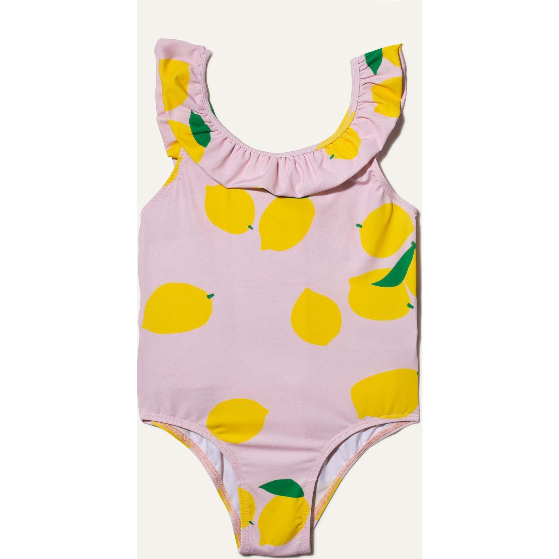 UPF 50+ Recycled Polyester Lemon Kid Ruffle Swimsuit - One Pieces - 1