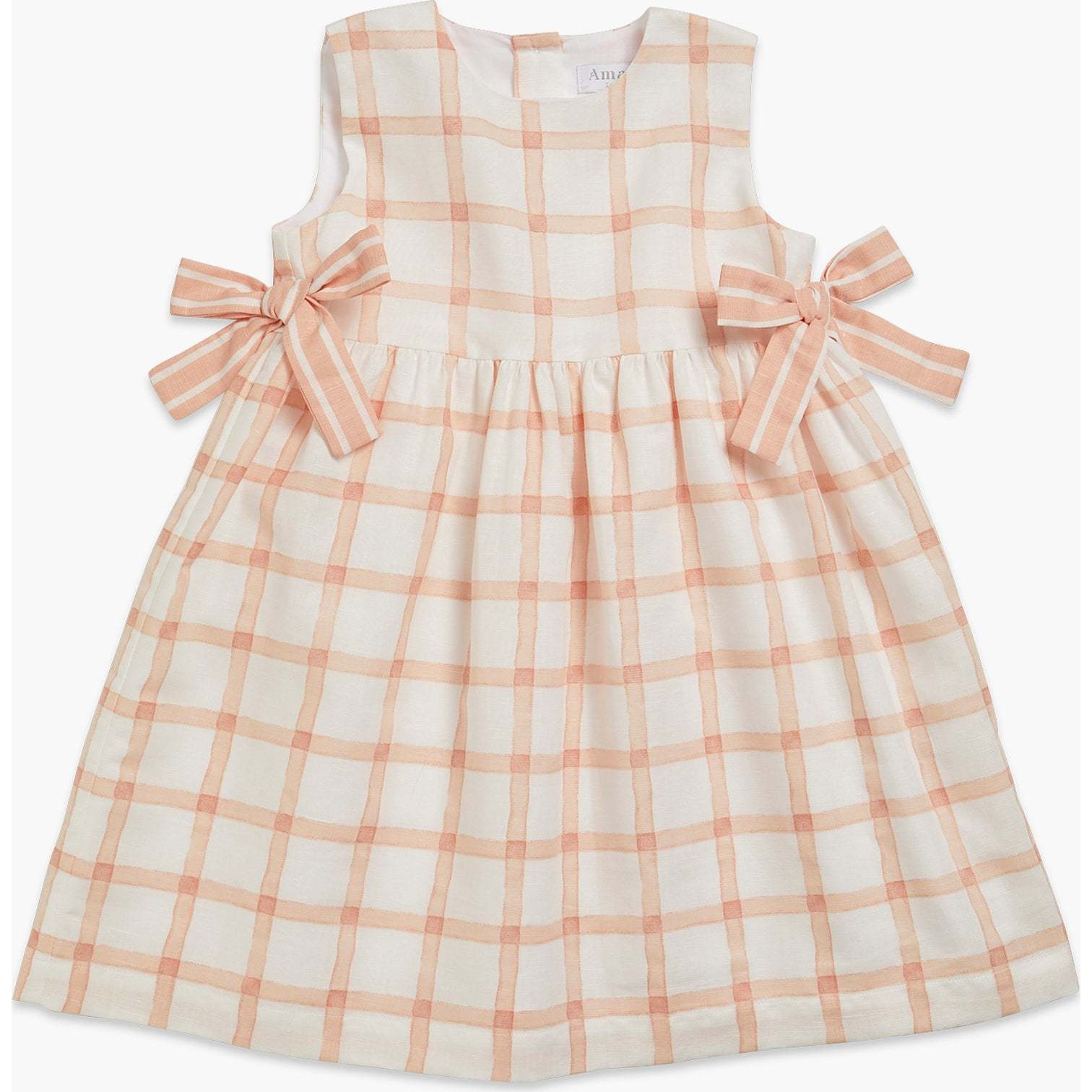 Gloria Dress, Peach Check - Dresses - 1