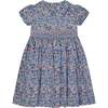 Made With Liberty Fabric Smocked Girls Dress Nereida, Blue Floral - Dresses - 1 - thumbnail