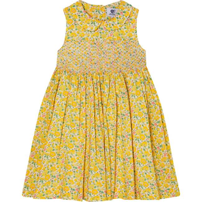 Made With Liberty Fabric Smocked Girls Dress Marina, Yellow