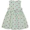 Strawberry Print Girls Dress Elodie, Green & White - Dresses - 3