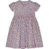 Made With Liberty Fabric Smocked Girls Dress Crisantha, Pink and Purple - Dresses - 1 - thumbnail