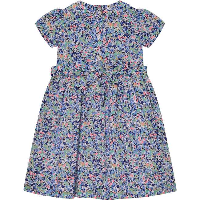 Made With Liberty Fabric Smocked Girls Dress Nereida, Blue Floral - Dresses - 4