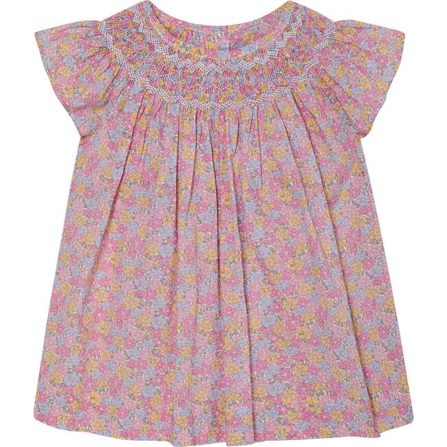 Made With Liberty Fabric Smocked Girls Blouse Isabella, Pink