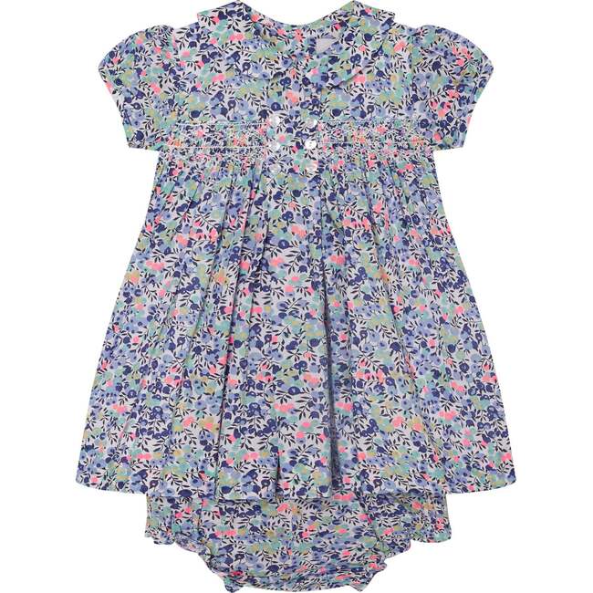 Made With Liberty Fabric Smocked Baby Dress Klee, Blue Floral