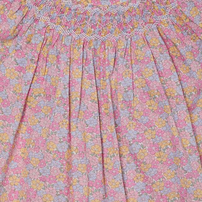 Made With Liberty Fabric Smocked Girls Blouse Isabella, Pink - Blouses - 3