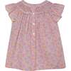 Made With Liberty Fabric Smocked Girls Blouse Isabella, Pink - Blouses - 4