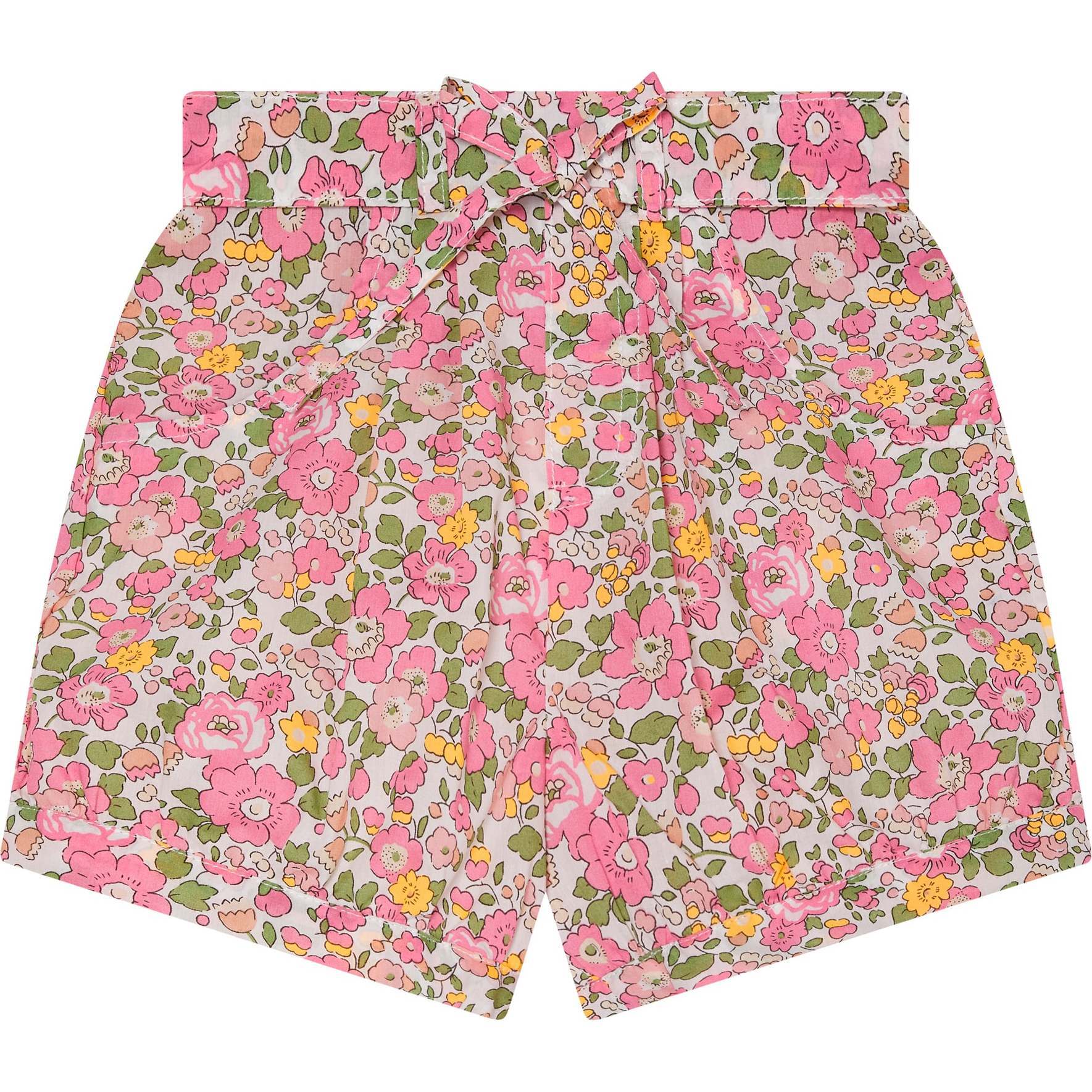 Made With Liberty Fabric Girls Shorts Dana, Pink Floral - Shorts - 1