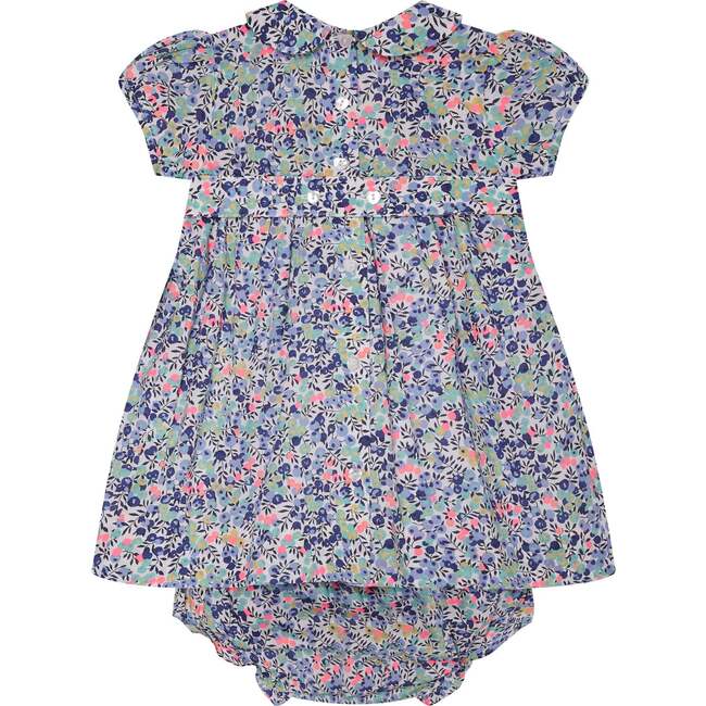 Made With Liberty Fabric Smocked Baby Dress Klee, Blue Floral - Dresses - 4