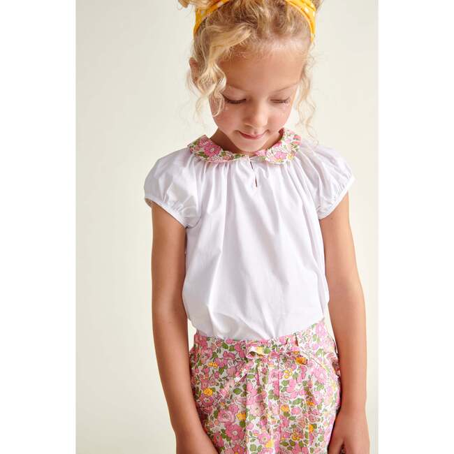 Made With Liberty Fabric Girls blouse Rose, White - Blouses - 2