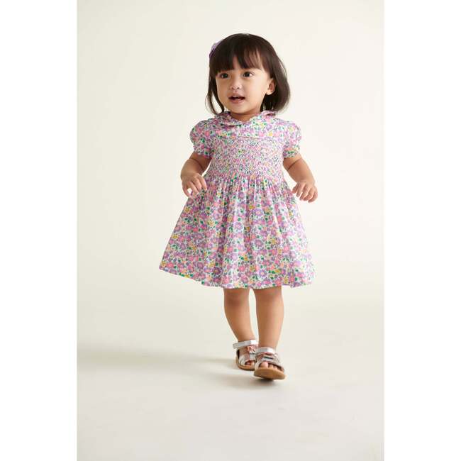 Made With Liberty Fabric Smocked Baby Dress Fable, Pink and Purple - Dresses - 2