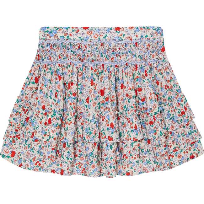 Hand-Smocked Ruffle Skirt Nancy, White Floral