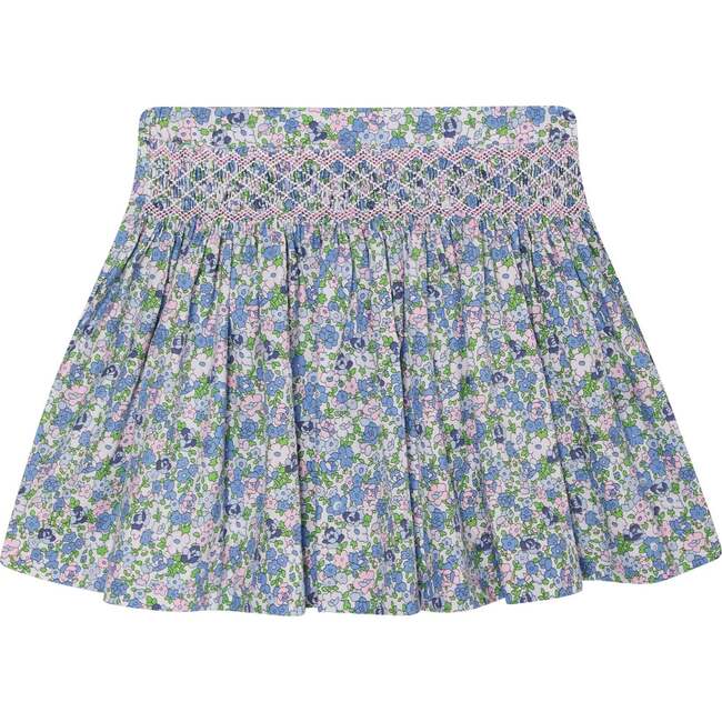 Hand-Smocked Girls Skirt Hani, Blue Floral