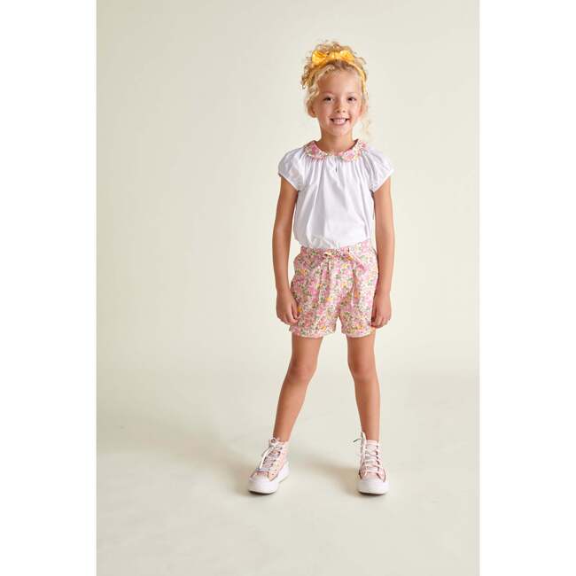 Made With Liberty Fabric Girls Shorts Dana, Pink Floral - Shorts - 2