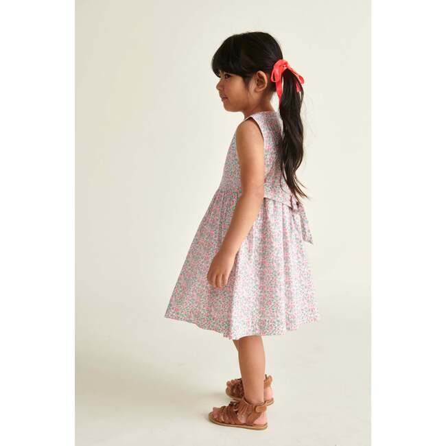 Made With Liberty Fabric Girls Dress Aya, Pink Neon Floral - Dresses - 2