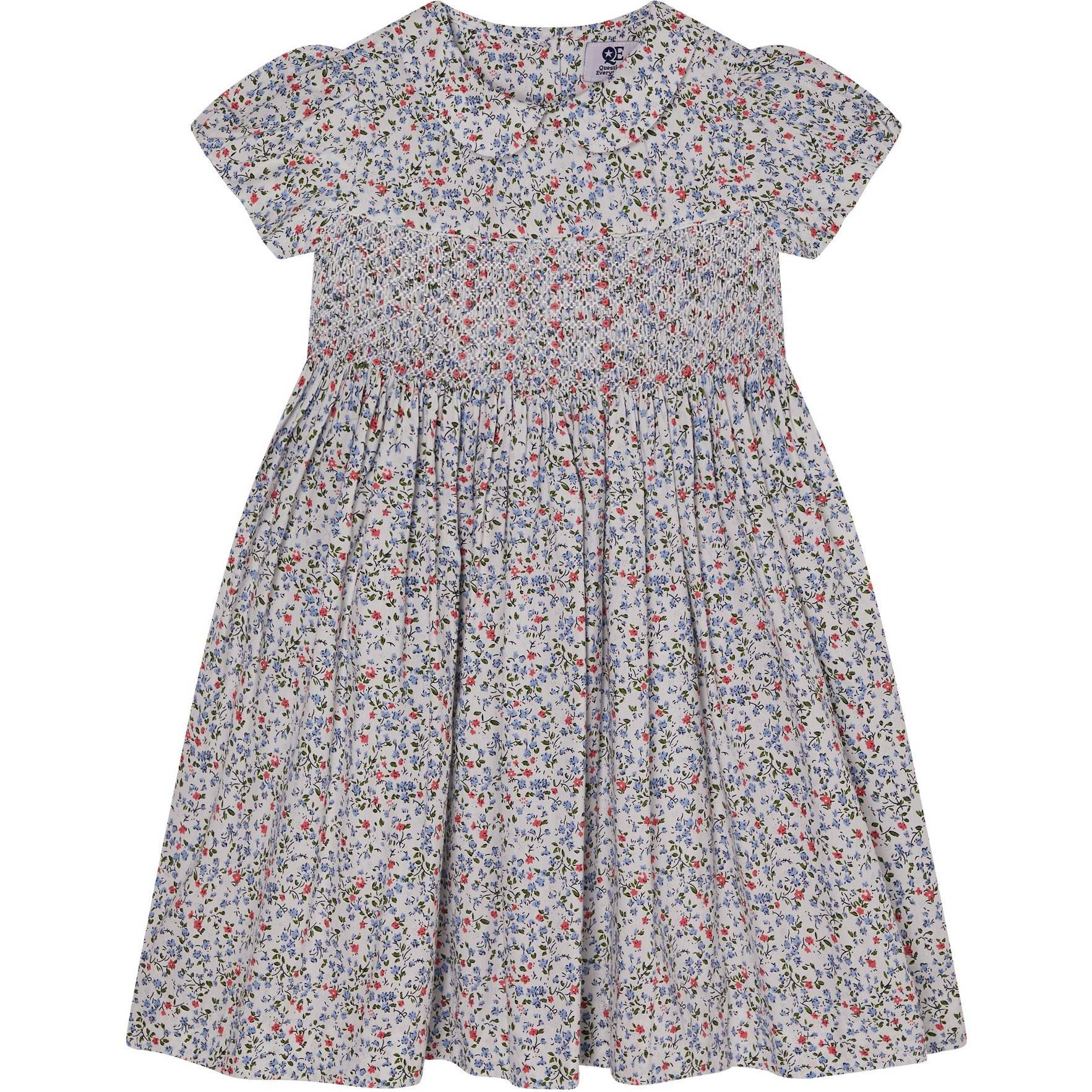 Hand-smocked Girls Dress Posie, White - Dresses - 1