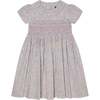 Hand-Smocked Girls Dress Rosie, White & Pastel Pink - Dresses - 1 - thumbnail