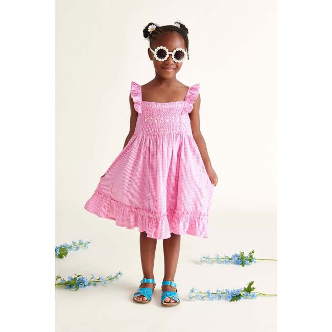 Hand-Smocked Girls Sundress Lucy, Pink - Dresses - 2