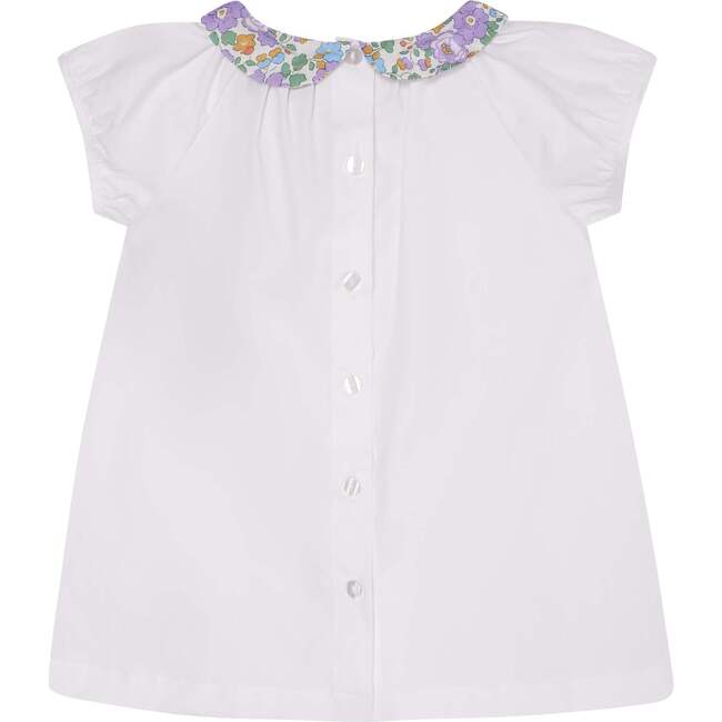 Made With Liberty Fabric Girls Blouse Giulia, White & Purple - Blouses - 3