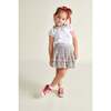 Hand-Smocked Ruffle Skirt Nancy, White Floral - Skirts - 2