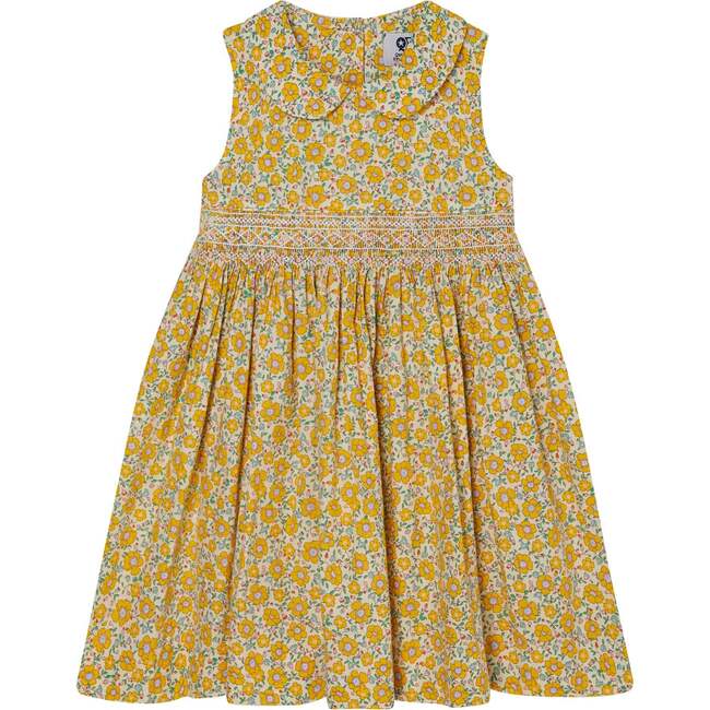 Hand-Smocked Girls Dress Minnie, Yellow