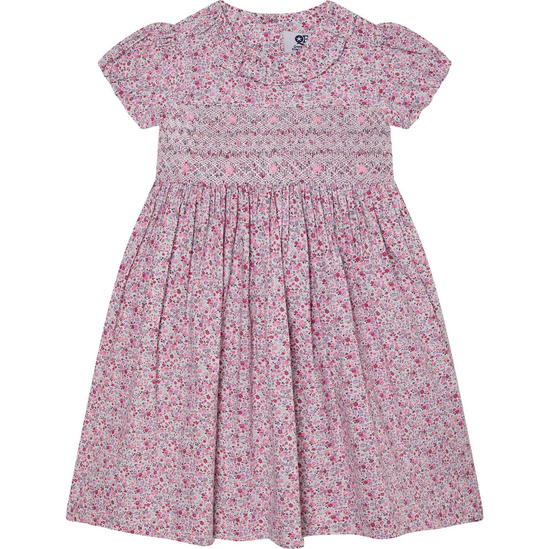Hand-Smocked Girls Dress Romy, Pink - Dresses - 1