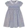 Hand-Smocked Girls Dress Jody, White & Blue - Dresses - 1 - thumbnail