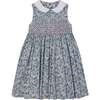 Hand-Smocked Girls Dress Eden, Blue - Dresses - 1 - thumbnail