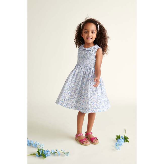 Hand-Smocked Girls Dress Lorelei, Lavender & Blue - Dresses - 2