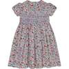 Hand-Smocked Girl Dress Birdie, White, Red & Blue - Dresses - 1 - thumbnail