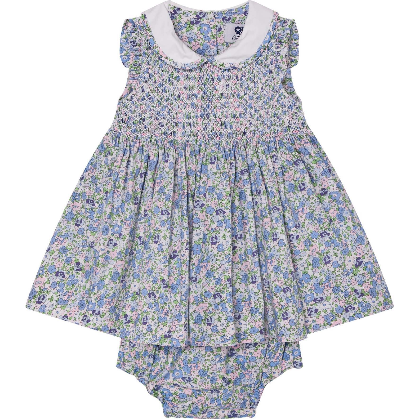Hand-Smocked Baby Dress River, Blue - Dresses - 1