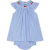 Hand-Smocked Baby Dress Paisley, Blue - Dresses - 1 - thumbnail