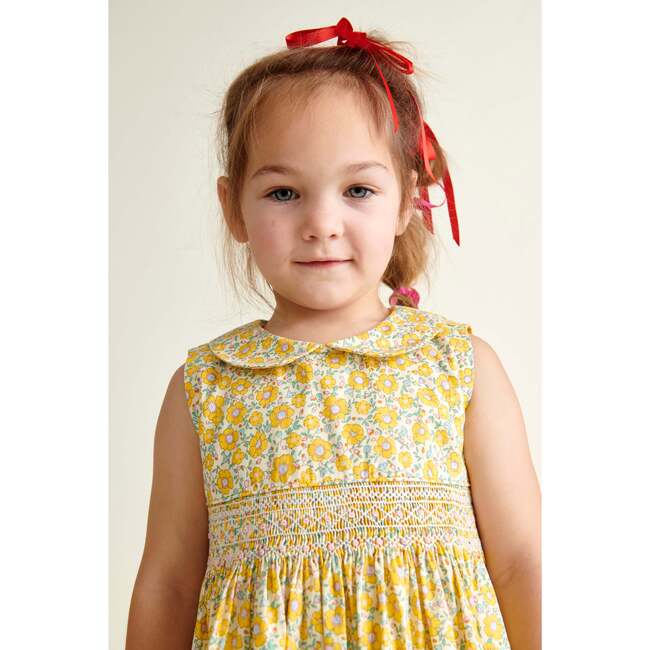 Hand-Smocked Girls Dress Minnie, Yellow - Dresses - 5